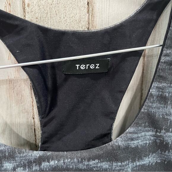 Terez Hi-Shine Racerback Sports Bra in Show Your Stripes Black/Gray Womens Large - Picture 4 of 8